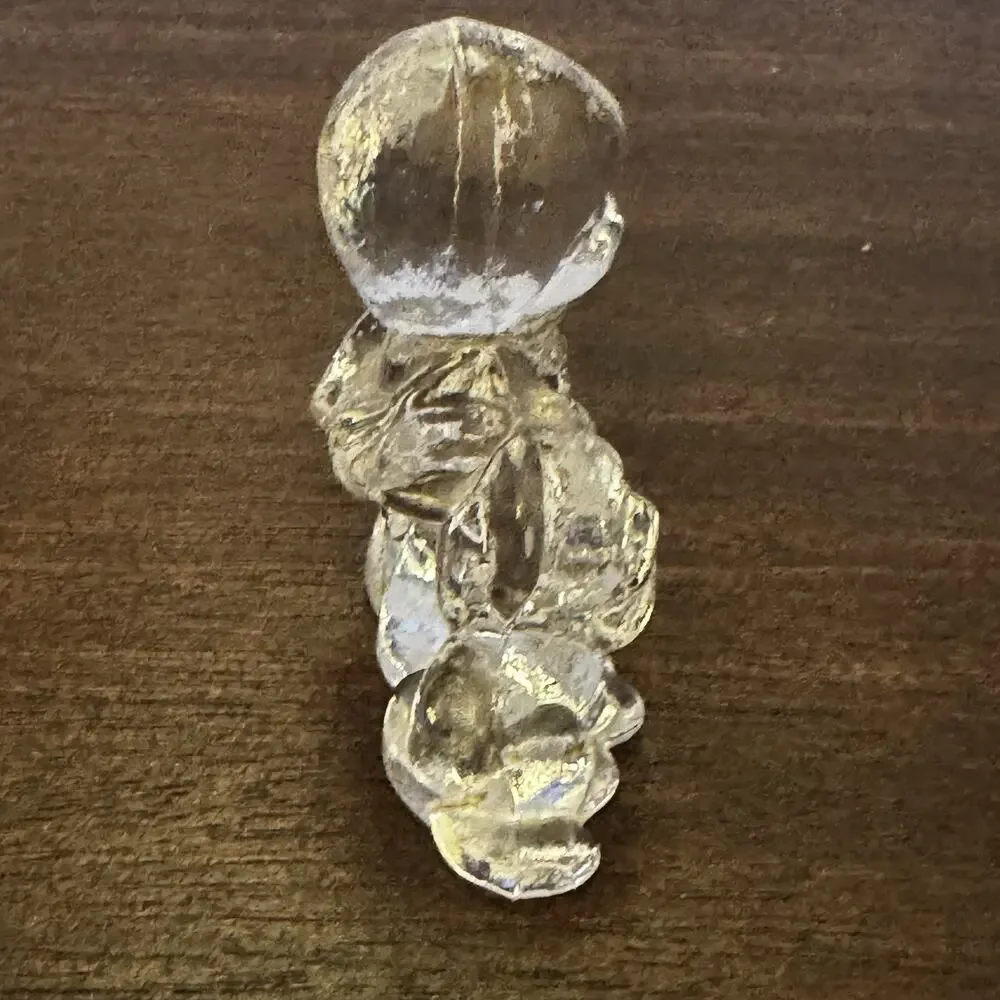 Vintage Clear Glass Girl with Puppy Dog Figurine 2 1/2